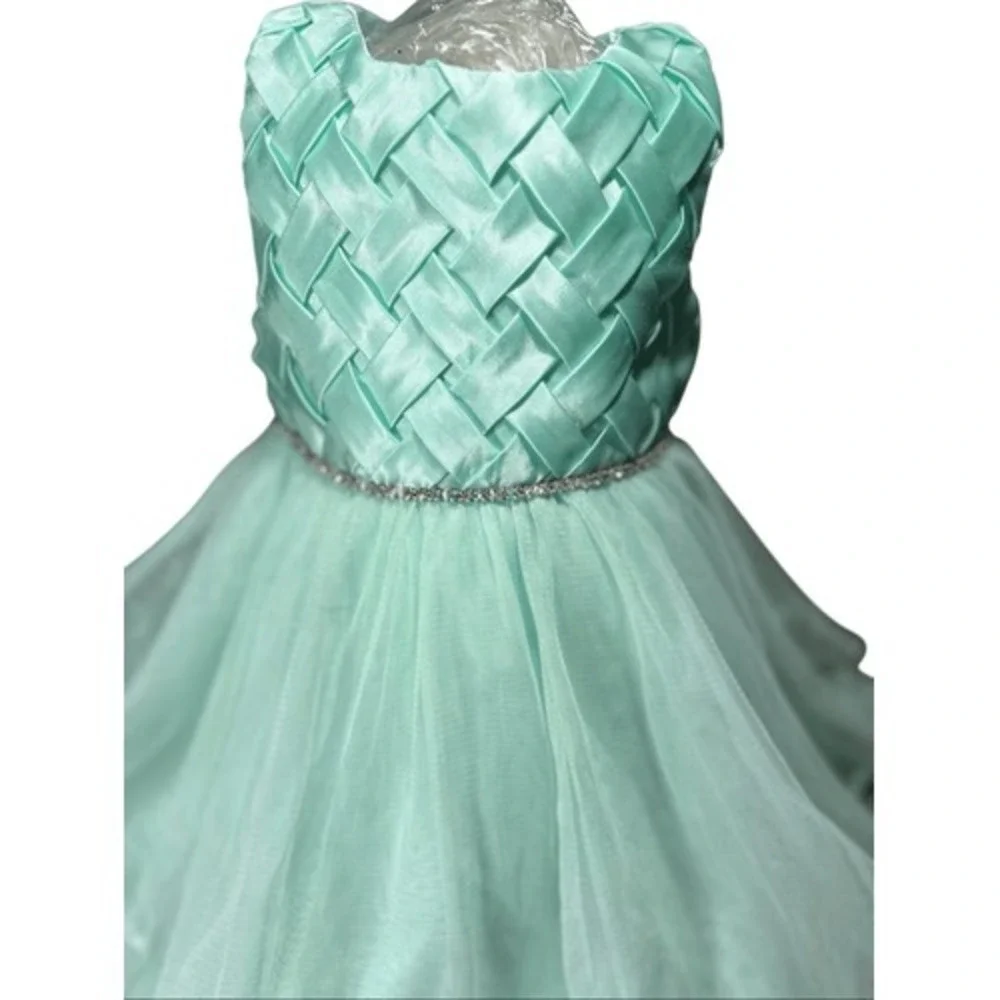 Toddler Girl 12M Mint Green Formal Tulle Dress Rhinestone Flower Girl Easter